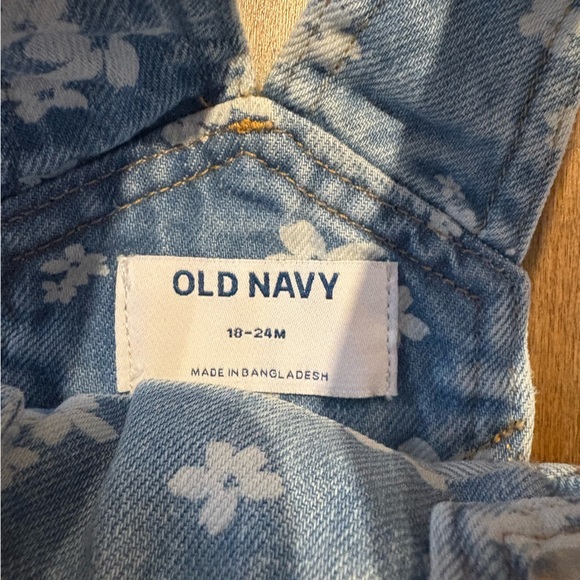 Old Navy Blue Floral Denim Overalls - Picture 2 of 2